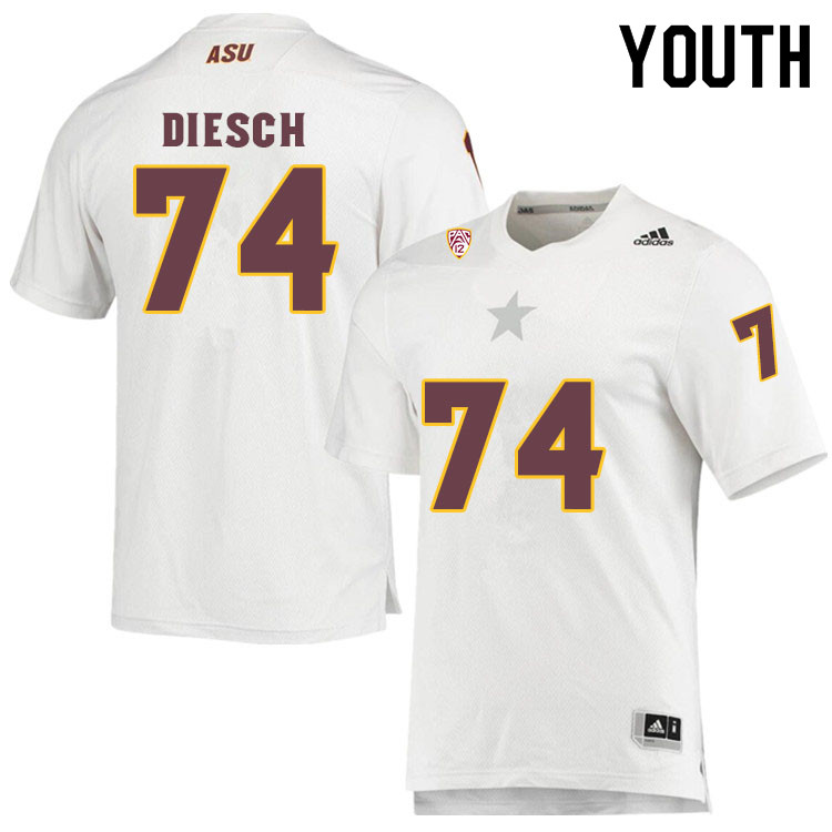 Youth #74 Kellen DieschArizona State Sun Devils College Football Jerseys Sale-White - Click Image to Close